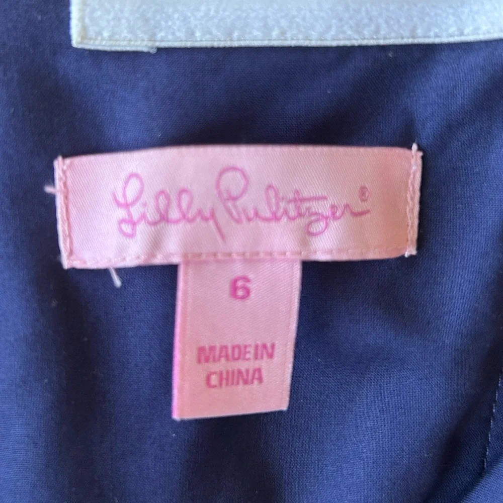Lilly Pulitzer Bowen Dress Navy Strapless Embroidered Mandala Size 6 - Picture 5 of 10